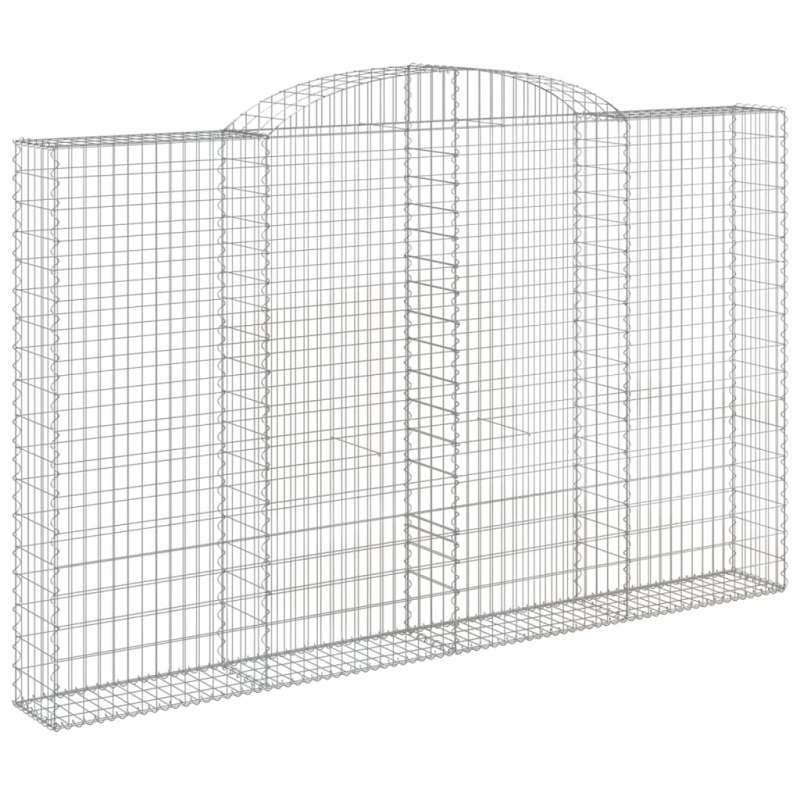 Gabionen mit Hochbogen 5 Stk. 300x30x180/200cm Verzinktes Eisen