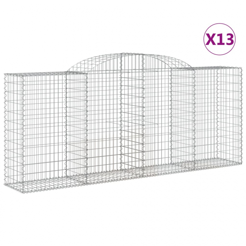 Gabionen mit Hochbogen 13 Stk 300x50x120/140cm Verzinktes Eisen