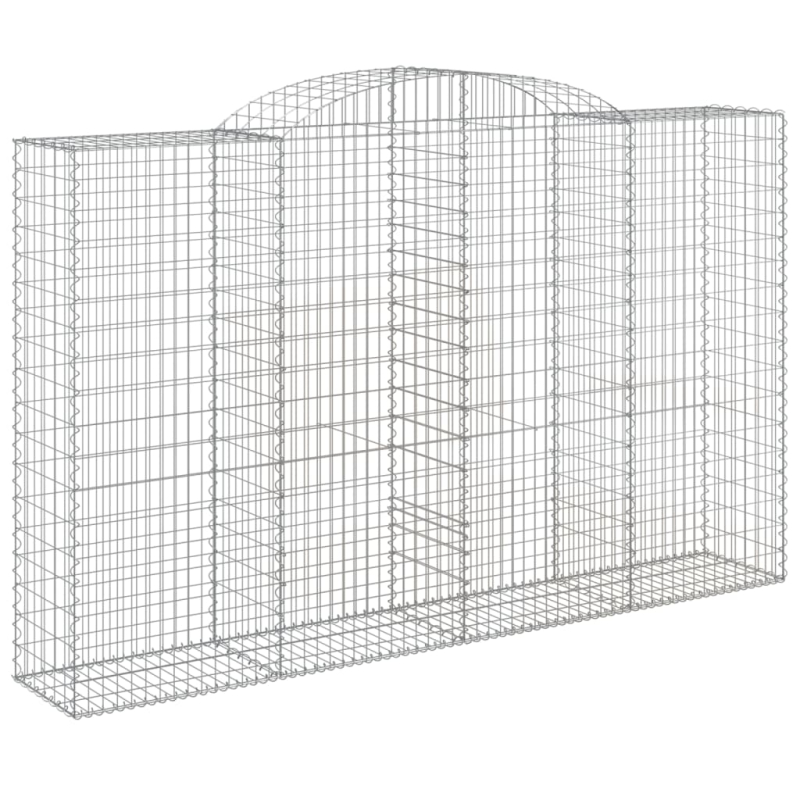 Gabionen mit Hochbogen 5 Stk. 300x50x180/200cm Verzinktes Eisen