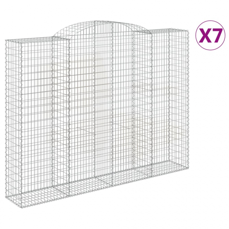 Gabionen mit Hochbogen 7 Stk. 300x50x220/240cm Verzinktes Eisen