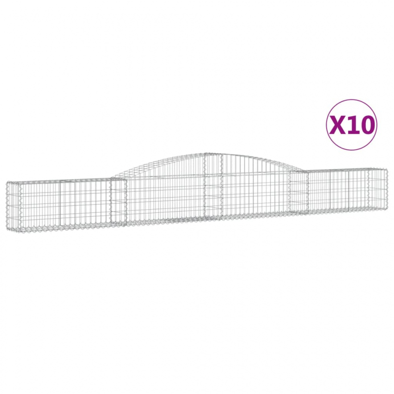 Gabionen mit Hochbogen 10 Stk. 400x30x40/60 cm Verzinktes Eisen