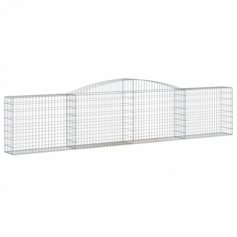 Gabionen mit Hochbogen 3 Stk. 400x30x80/100cm Verzinktes Eisen