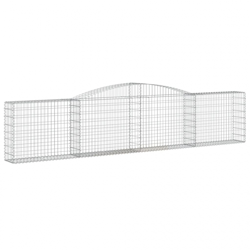 Gabionen mit Hochbogen 10 Stk. 400x30x80/100cm Verzinktes Eisen