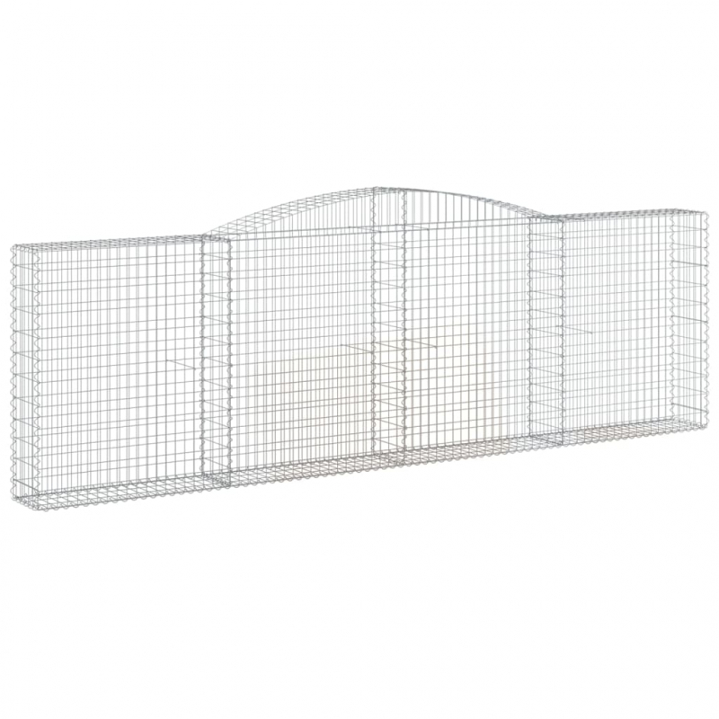 Gabionen mit Hochbogen 10Stk. 400x30x120/140cm Verzinktes Eisen