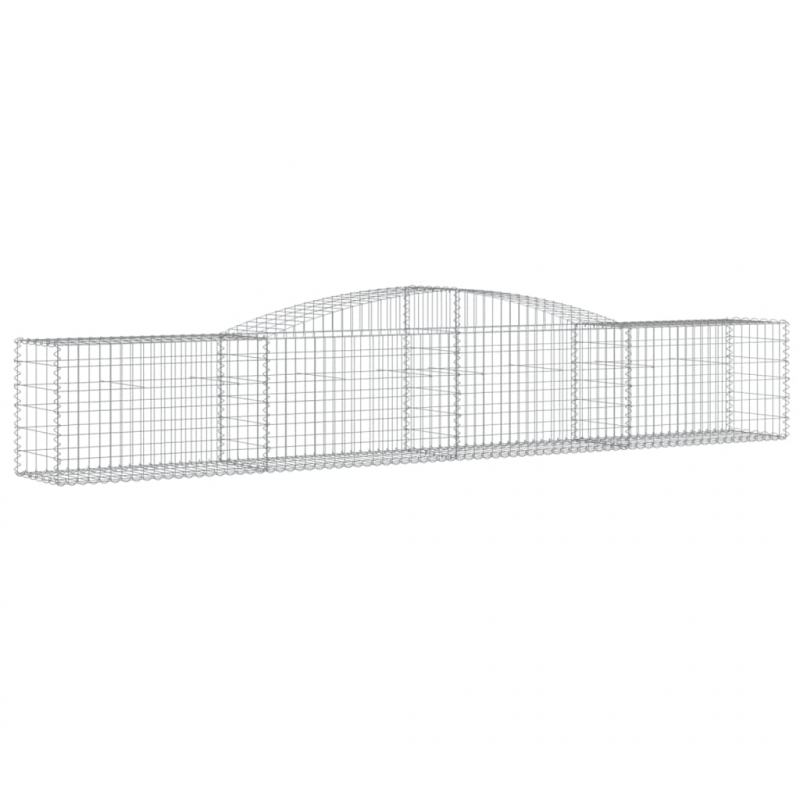 Gabionen mit Hochbogen 10 Stk. 400x50x60/80cm Verzinktes Eisen