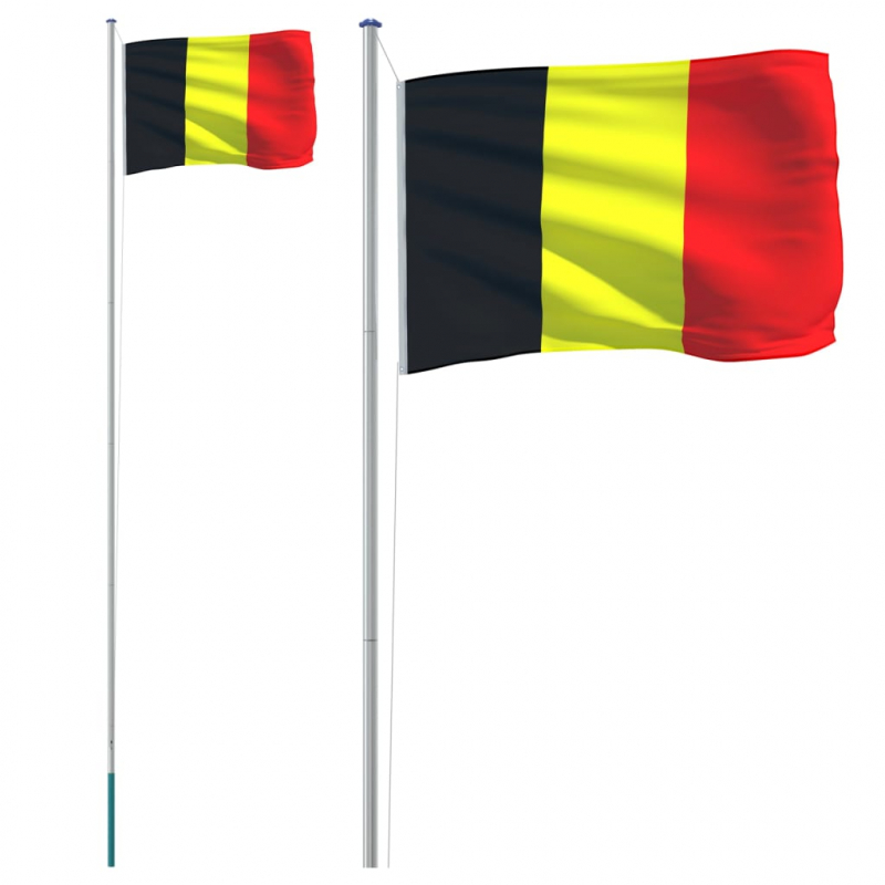 Belgische Flagge mit Mast 6,23 m Aluminium
