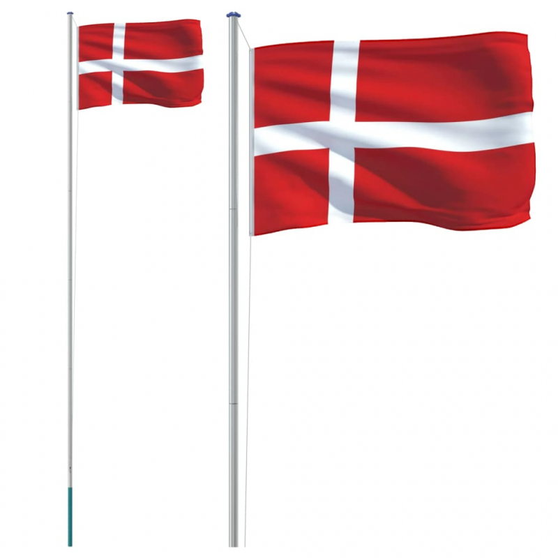 Flagge Dänemarks mit Mast 6,23 m Aluminium