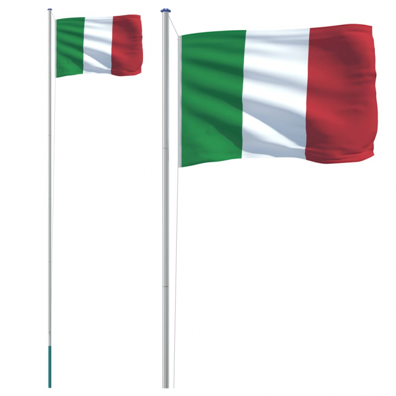 Flagge Italiens mit Mast 6,23 m Aluminium