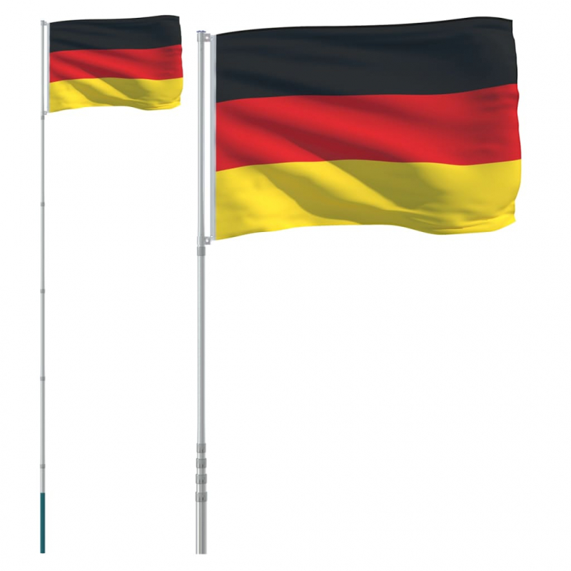 Flagge Deutschlands mit Mast 5,55 m Aluminium