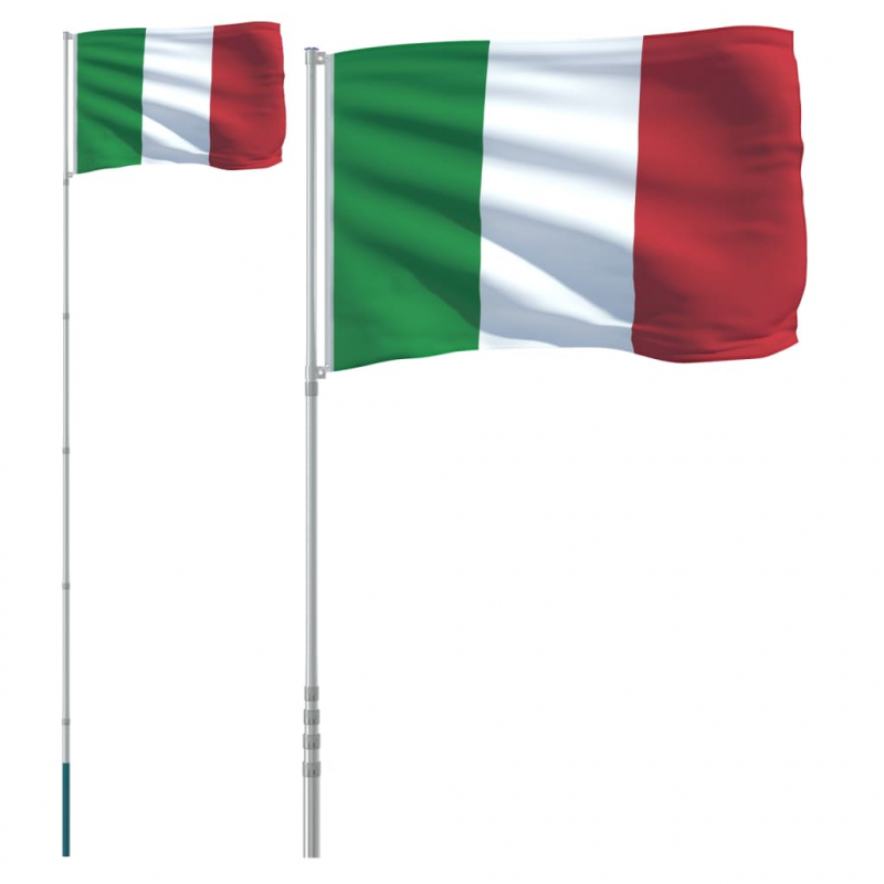 Flagge Italiens mit Mast 5,55 m Aluminium