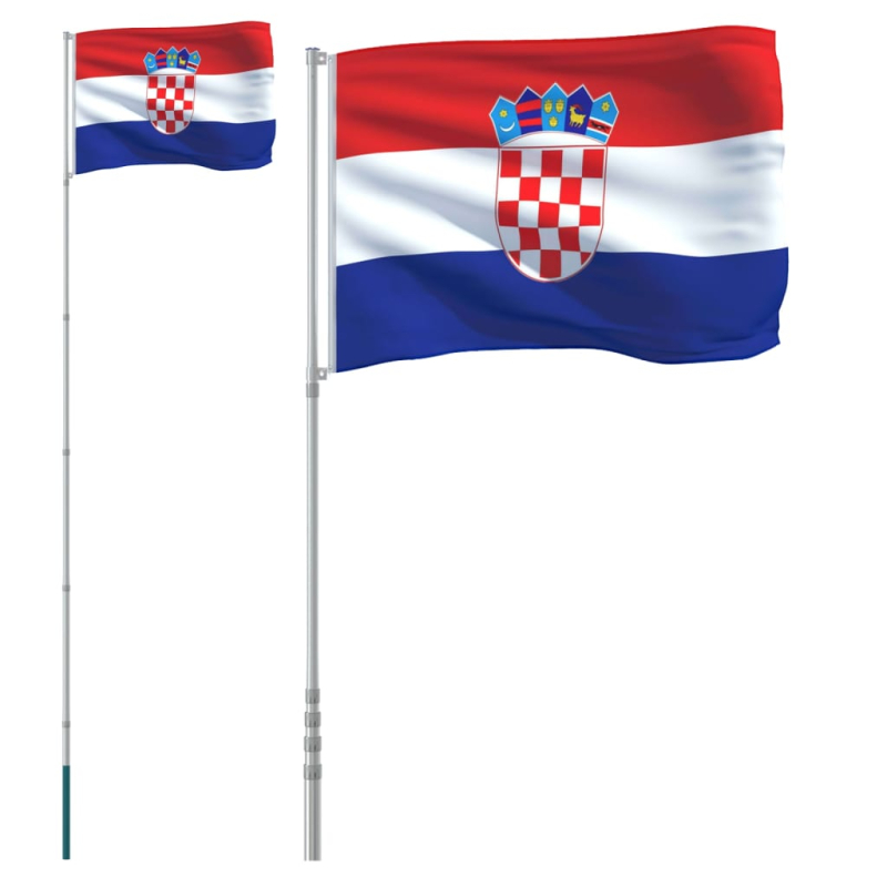 Flagge Kroatiens mit Mast 5,55 m Aluminium