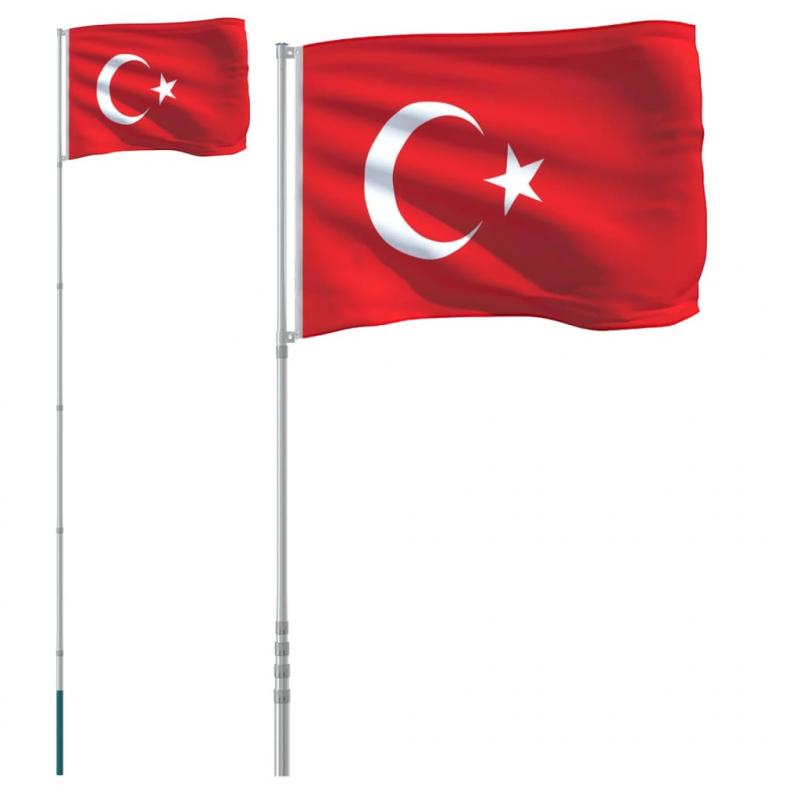 Flagge der Türkei mit Mast 5,55 m Aluminium