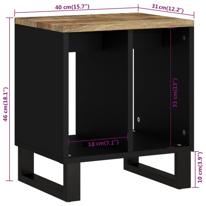 Beistelltisch 40x31x46 cm Massivholz Mango & Holzwerkstoff