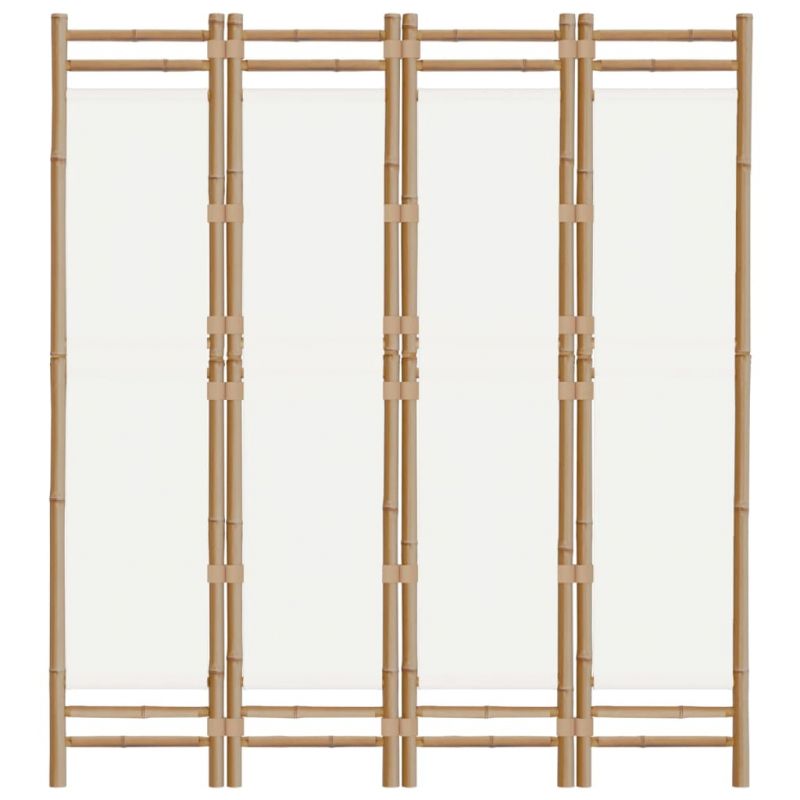 4-tlg. Paravent Faltbar 160 cm Bambus und Canvas