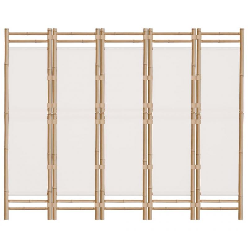 5-tlg. Paravent Faltbar 200 cm Bambus und Canvas