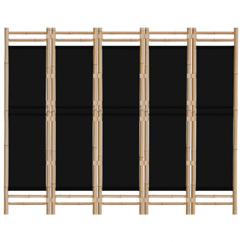 5-tlg. Paravent Faltbar 200 cm Bambus und Canvas