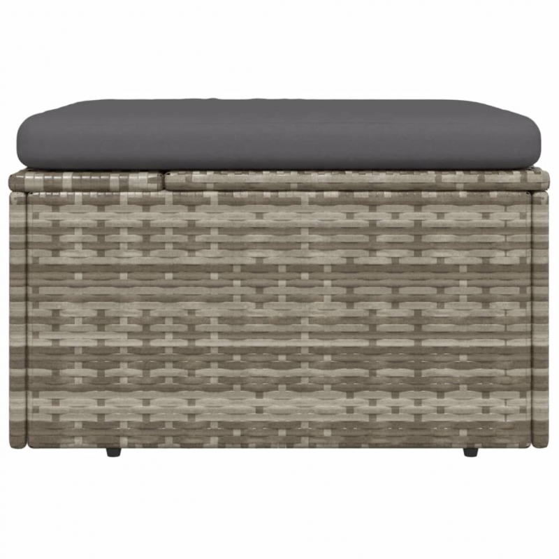 Gartenhocker mit Kissen Grau 55x55x30 cm Poly Rattan