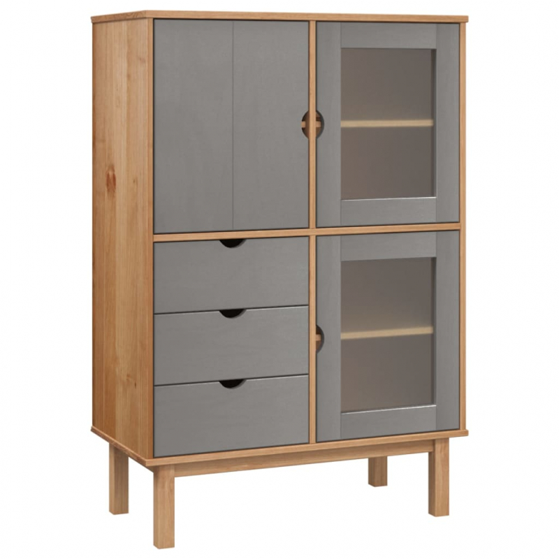 Highboard OTTA Braun&Grau 85x43x125 cm Massivholz Kiefer