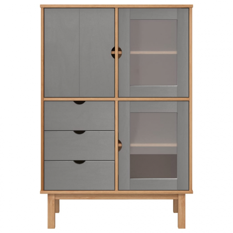 Highboard OTTA Braun&Grau 85x43x125 cm Massivholz Kiefer