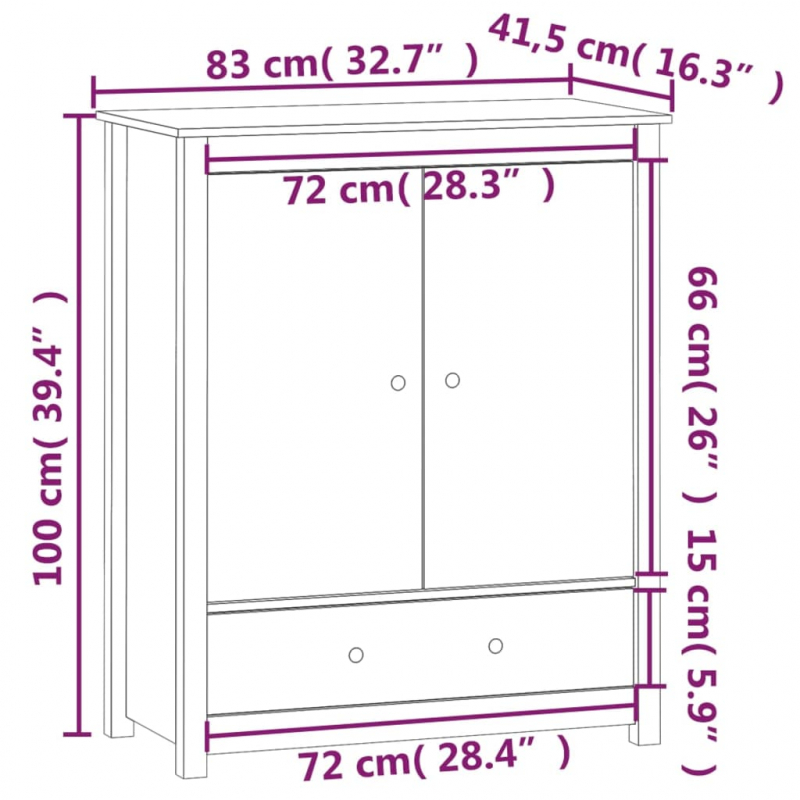 Highboard 83x41,5x100 cm Massivholz Kiefer