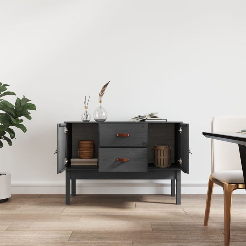 Sideboard Grau 110x40x78 cm Massivholz Kiefer
