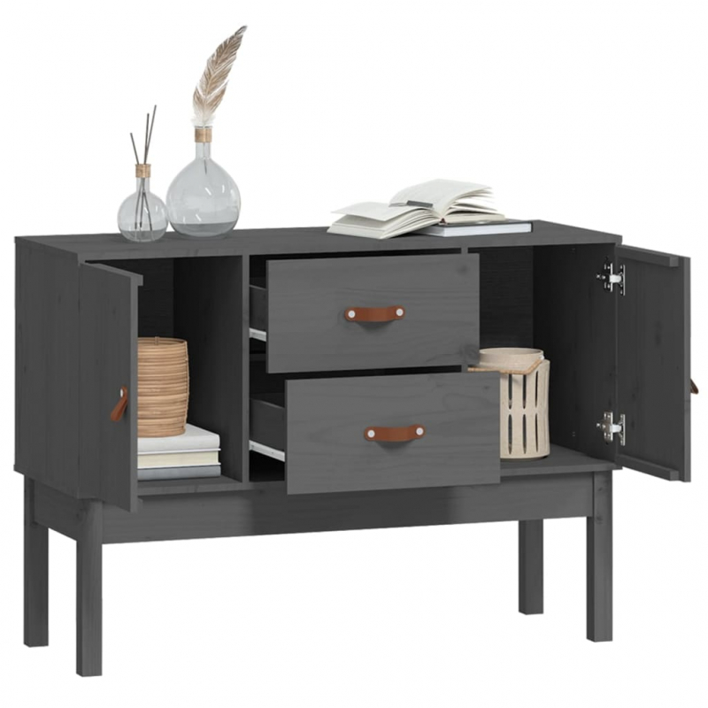 Sideboard Grau 110x40x78 cm Massivholz Kiefer