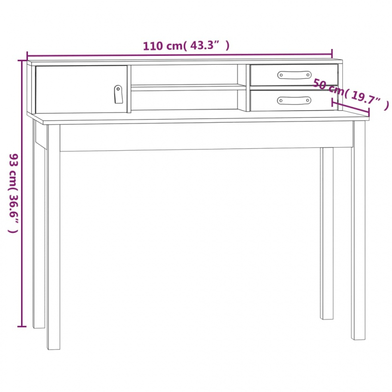 Schreibtisch 110x50x93 cm Massivholz Kiefer