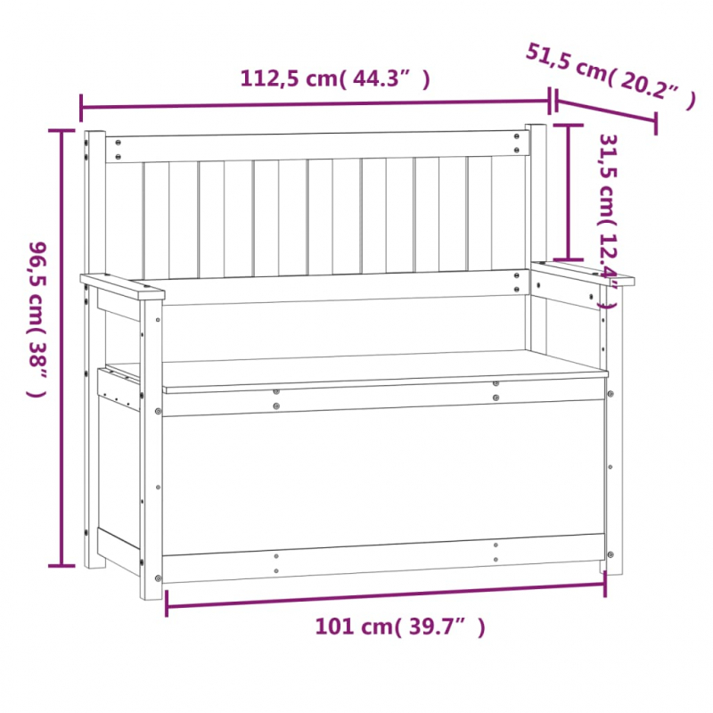 Sitzbank 112,5x51,5x96,5 cm Massivholz Kiefer