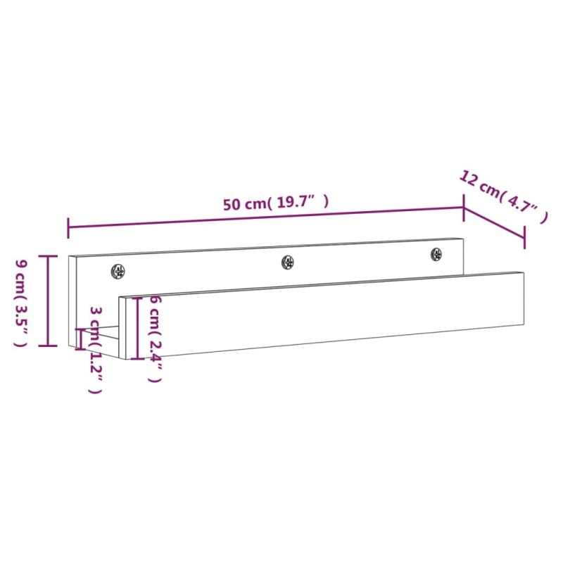 Wandregale 2 Stk. 50x12x9 cm Massivholz Kiefer