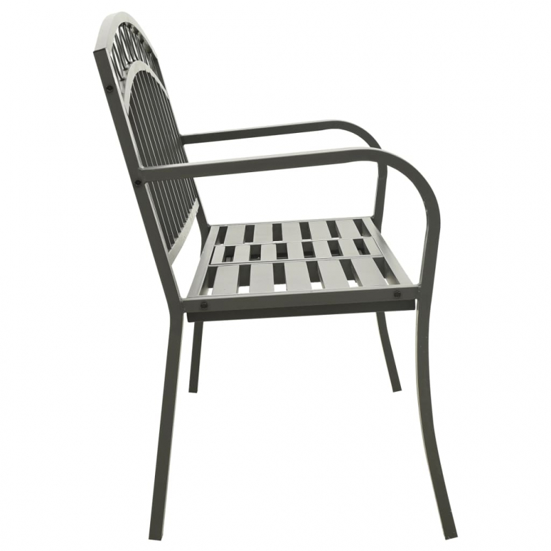 Gartenbank mit Tisch Grau 120 cm Stahl