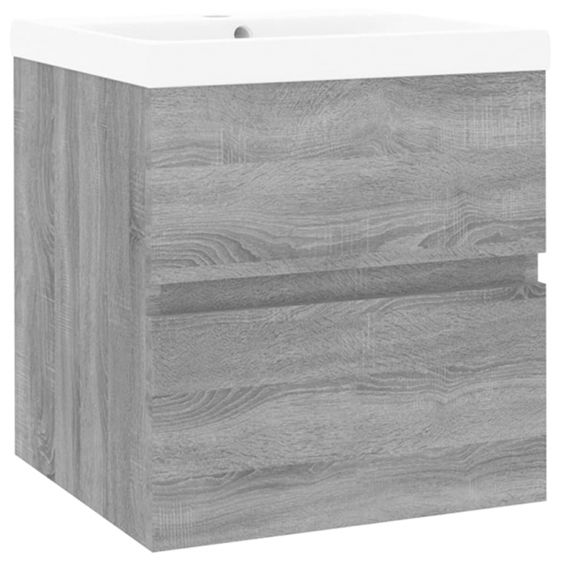 Waschbeckenschrank mit Einbaubecken Grau Sonoma Holzwerkstoff