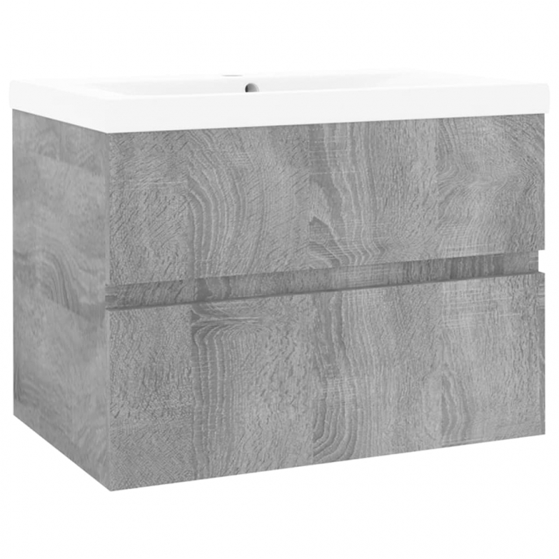 Waschbeckenschrank mit Einbaubecken Grau Sonoma Holzwerkstoff