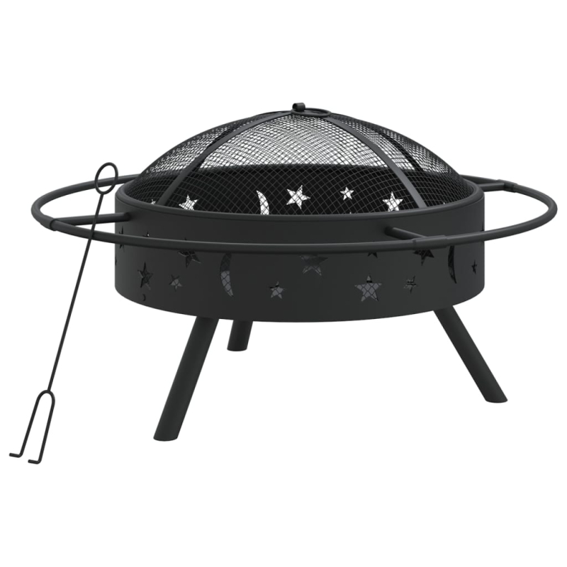 Feuerschale mit Schürhaken 70 cm XXL Stahl