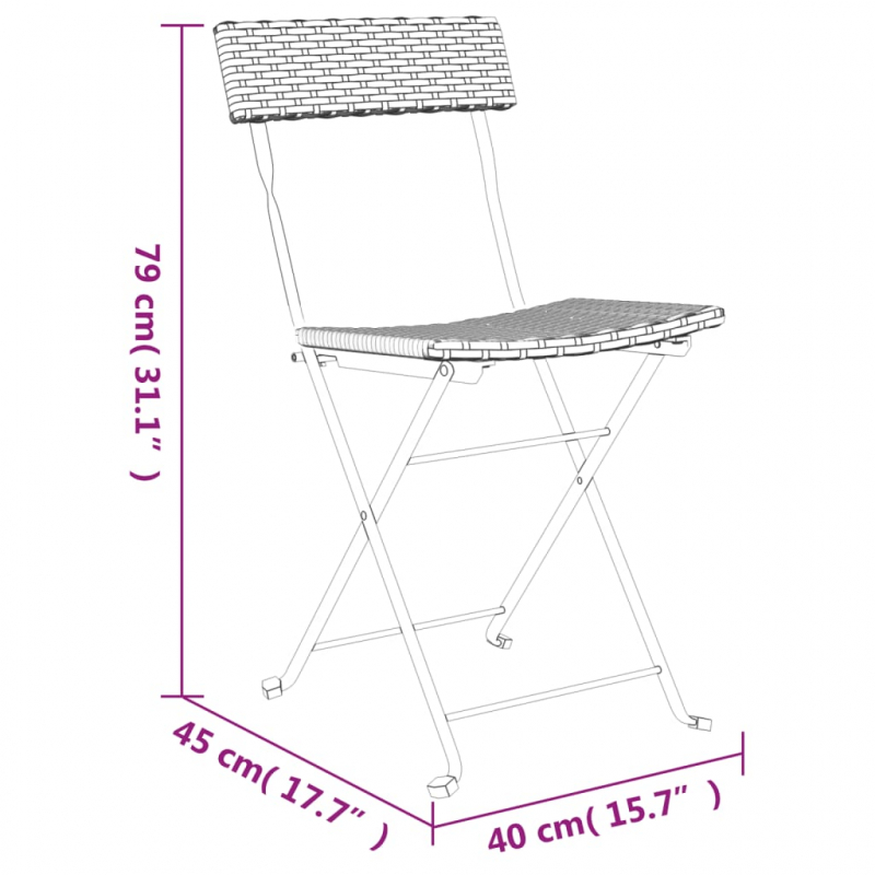 Bistrostühle 8 Stk. Klappbar Schwarz Poly Rattan und Stahl