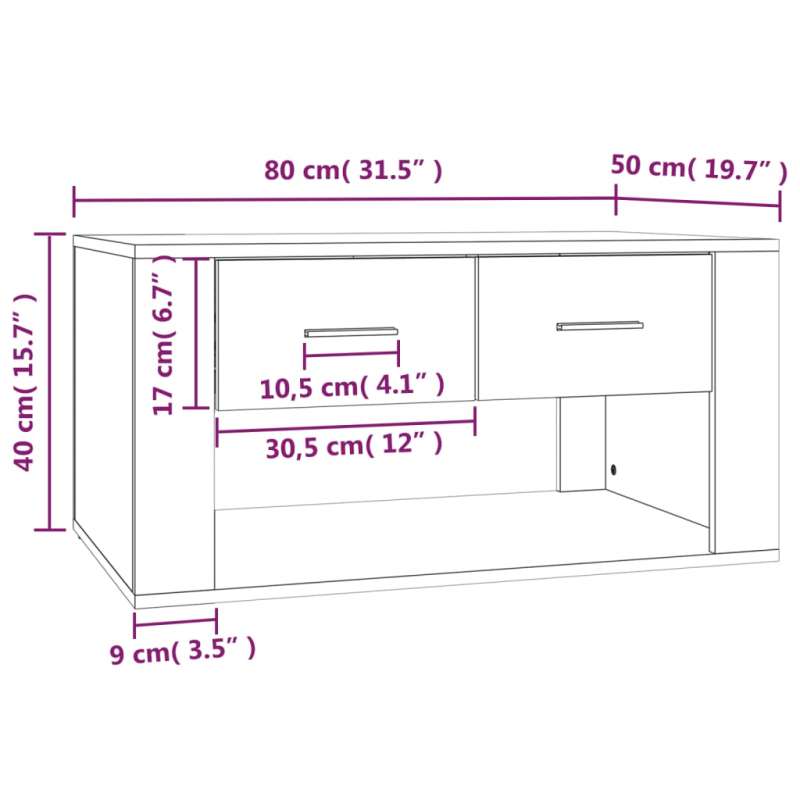 Couchtisch Betongrau 80x50x40 cm Holzwerkstoff