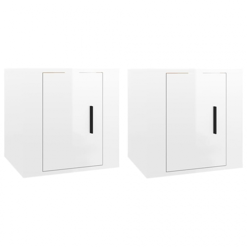 TV-Wandschränke 2 Stk. Hochglanz-Weiß 40x34,5x40 cm