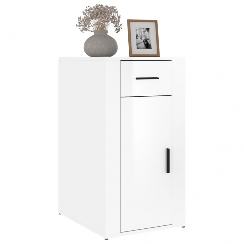 Büroschrank Hochglanz-Weiß 40x49x75 cm Holzwerkstoff