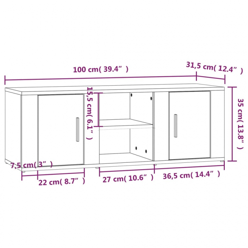 TV-Schrank Sonoma-Eiche 100x31,5x35 cm Holzwerkstoff