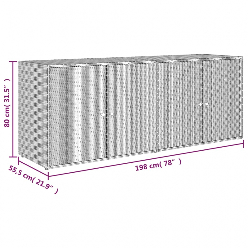 Gartenschrank Grau 198x55,5x80 cm Poly Rattan