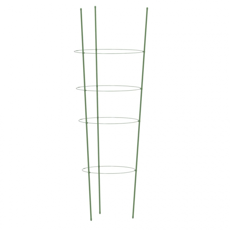 Pflanzenstützen mit 4 Ringen 5 Stk. Grün 90 cm Stahl
