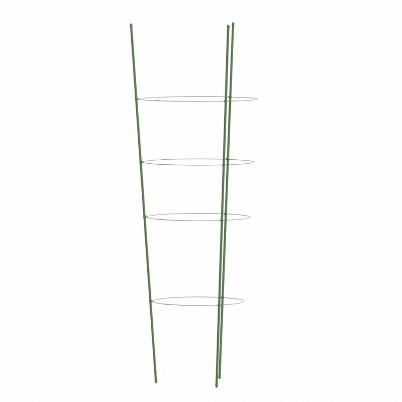 Pflanzenstützen mit 4 Ringen 5 Stk. Grün 90 cm Stahl
