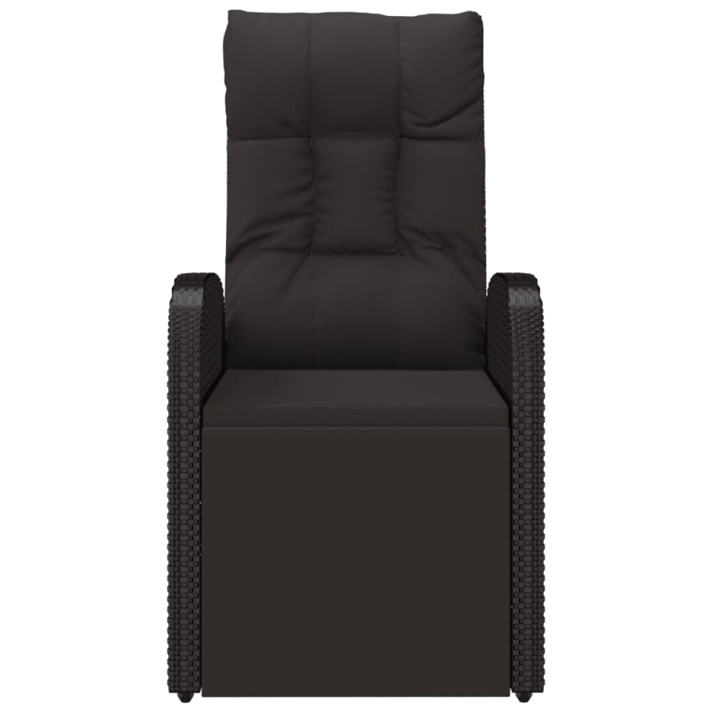 Gartensessel Verstellbar mit Kissen Schwarz Poly Rattan
