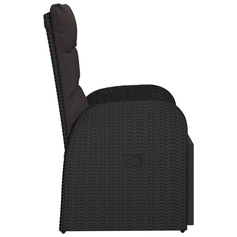 Gartensessel Verstellbar mit Kissen Schwarz Poly Rattan