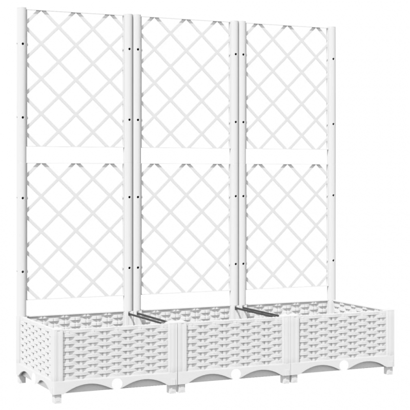Pflanzkübel mit Rankgitter Weiß 120x40x121,5 cm PP