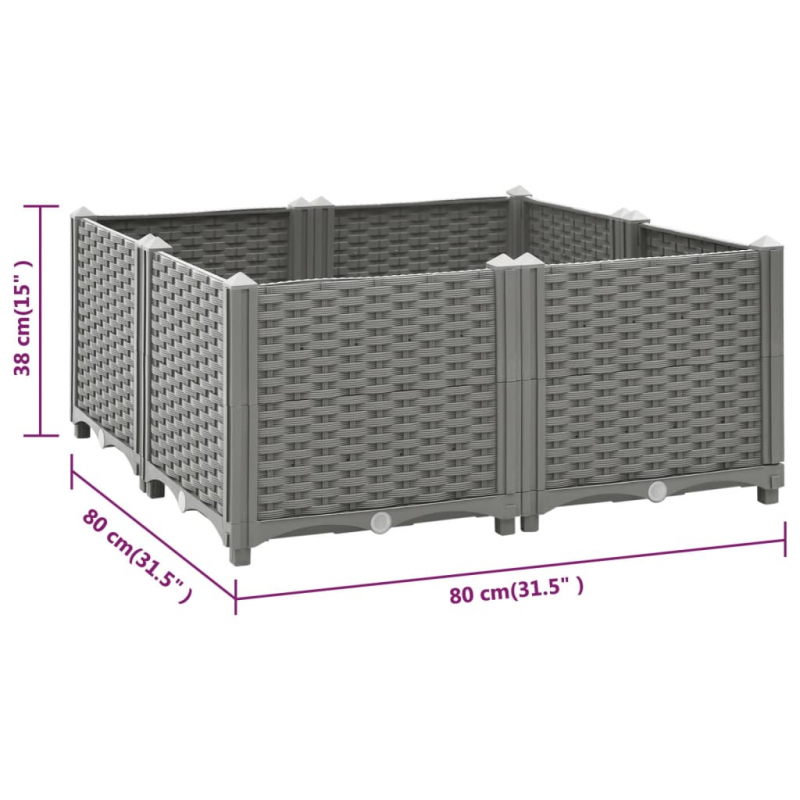 Hochbeet 80x80x38 cm Polypropylen