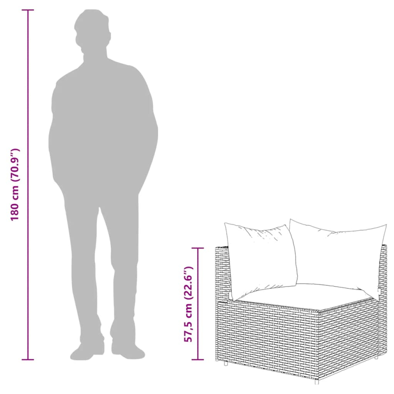 Garten-Ecksofas mit Kissen 2 Stk. Schwarz Poly Rattan