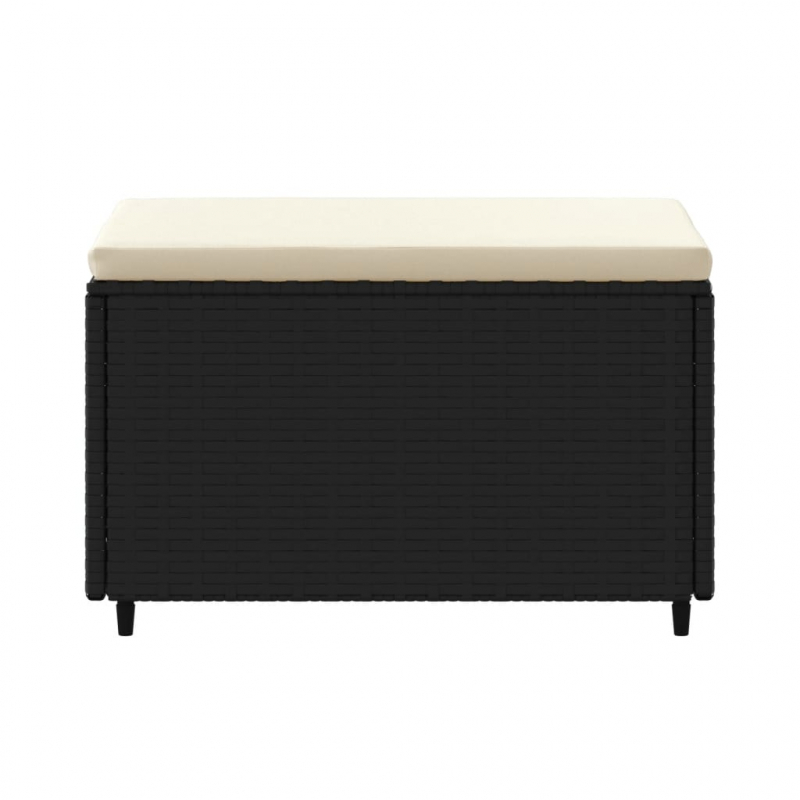 Gartenhocker mit Kissen Schwarz Poly Rattan