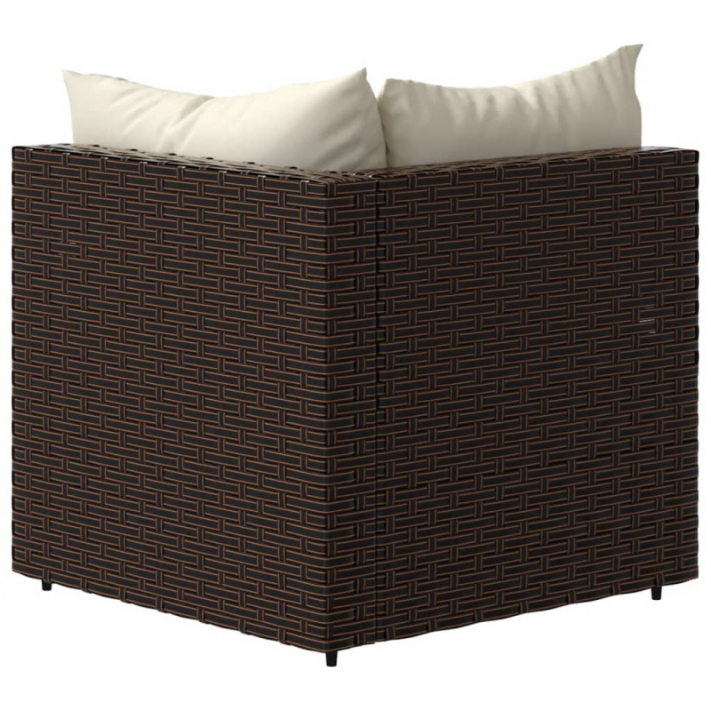 Garten-Ecksofa mit Kissen Braun Poly Rattan