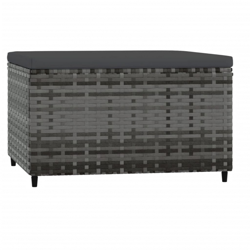 Gartenhocker mit Kissen Grau Poly Rattan
