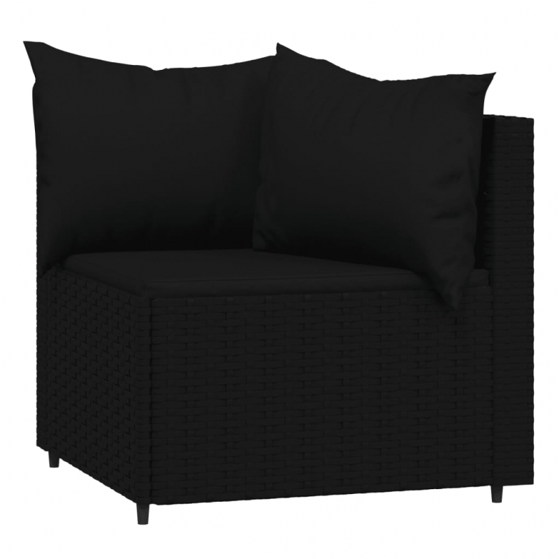 Garten-Ecksofas mit Kissen 2 Stk. Schwarz Poly Rattan